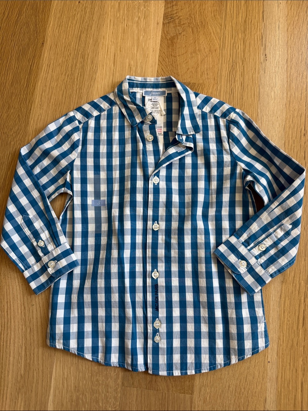 Jacadi Classic Blue & White Gingham Button-Up Shirt - Kids
